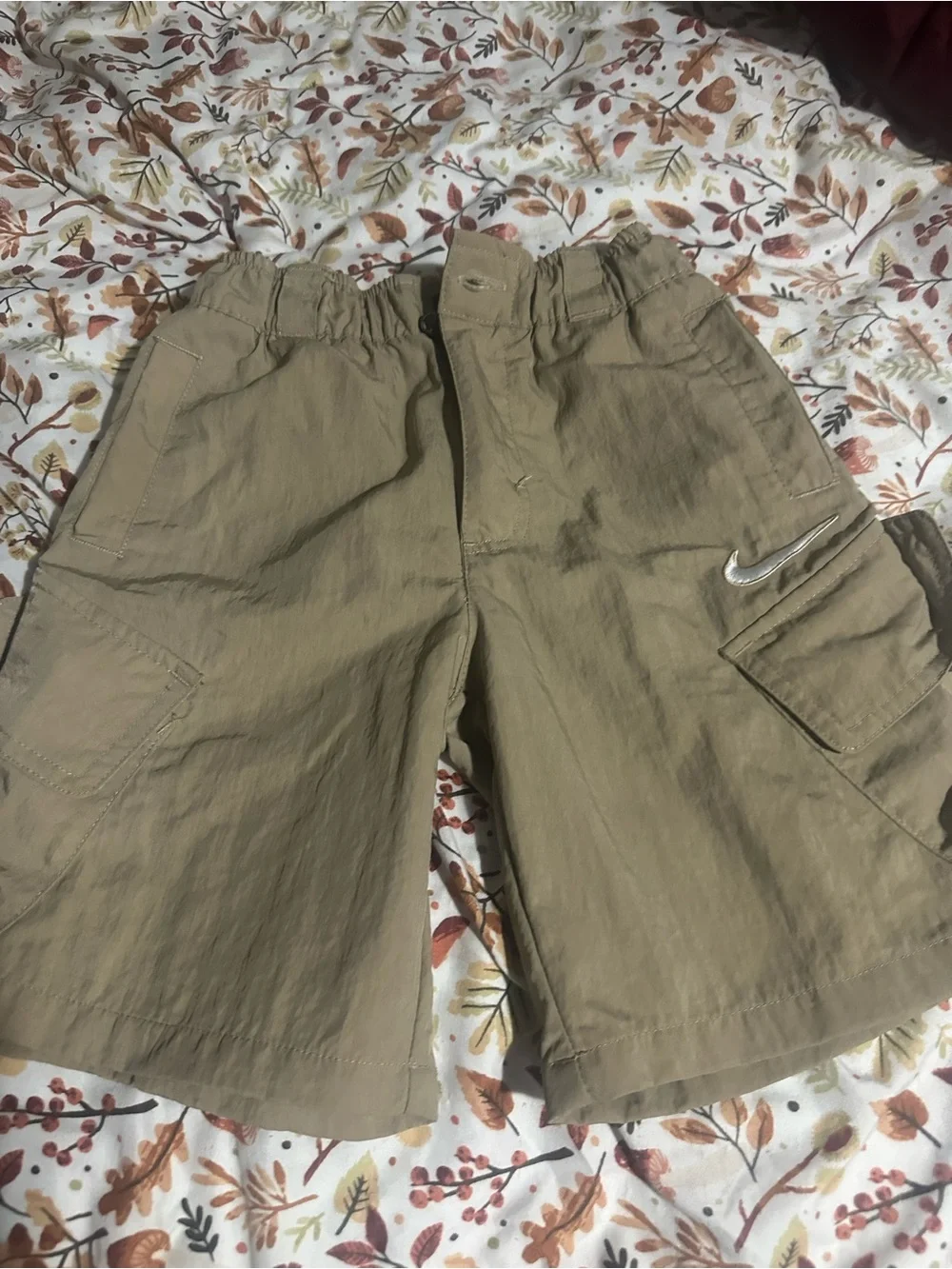 Nike Khaki Cargo Shorts with Silver Swoosh